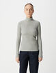 Women's grey turtleneck reverse seam sweater-2
