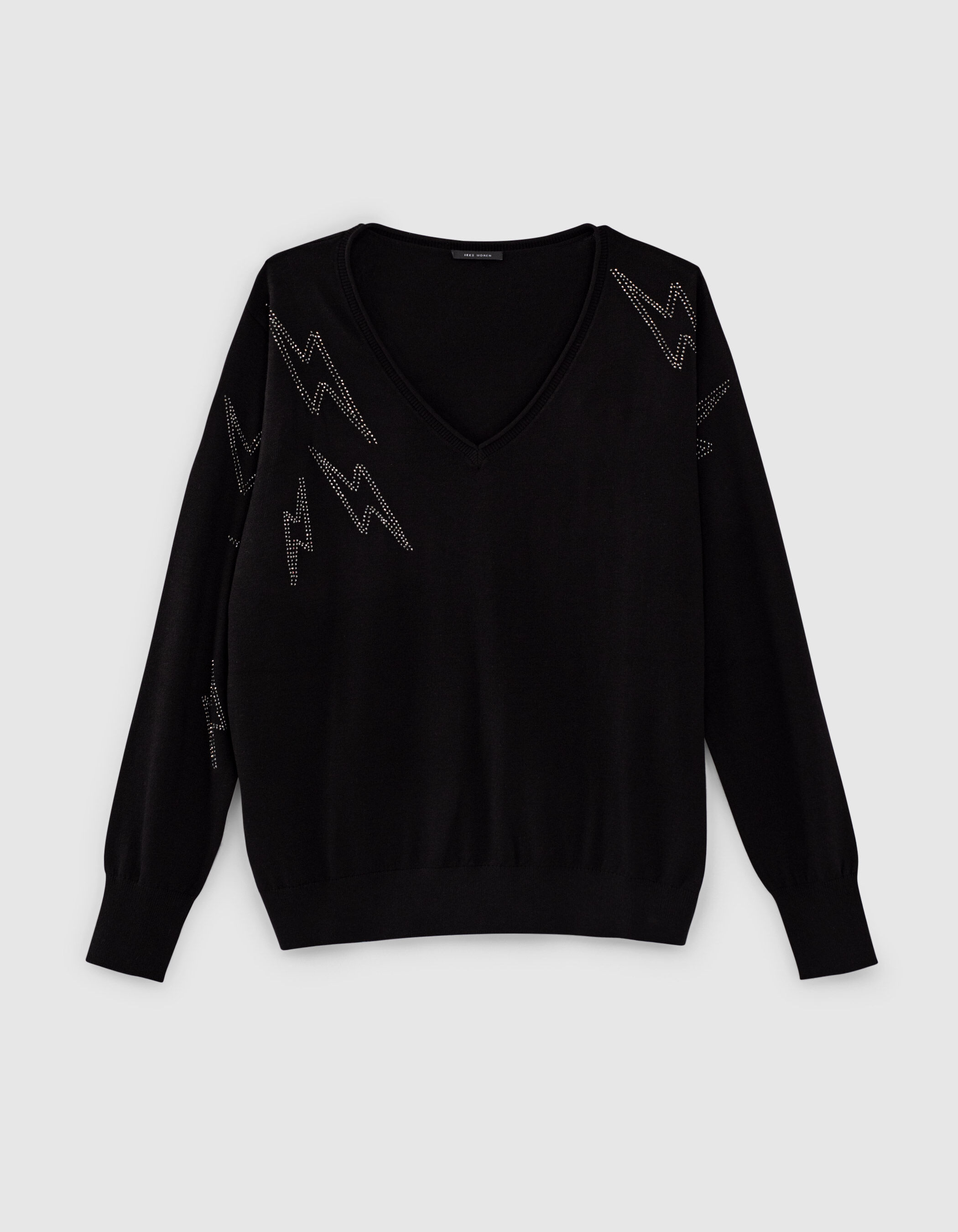 black lightning studded fine knit sweater