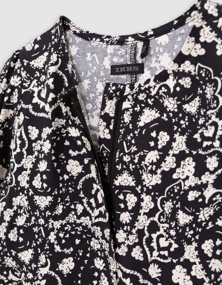 2-in-1-Rockkleid, schwarze Blumen, Strickjacke, Mädchen-7 2-in-1-Rockkleid, schwarze Blumen, Strickjacke, Mädchen-7