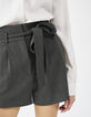 Short court marron ceinture amovible femme-3