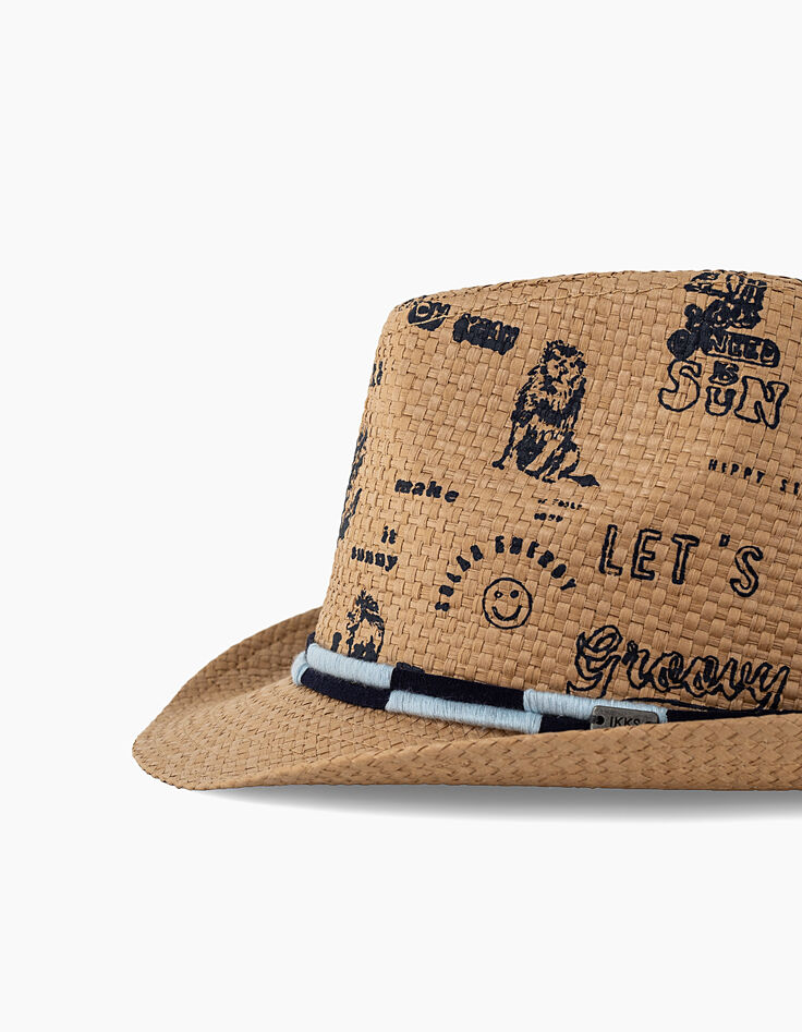 Chapeau jaune clair imprimé garçon -5