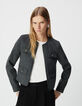 Women’s grey woolcloth box jacket with diamanté buttons-2