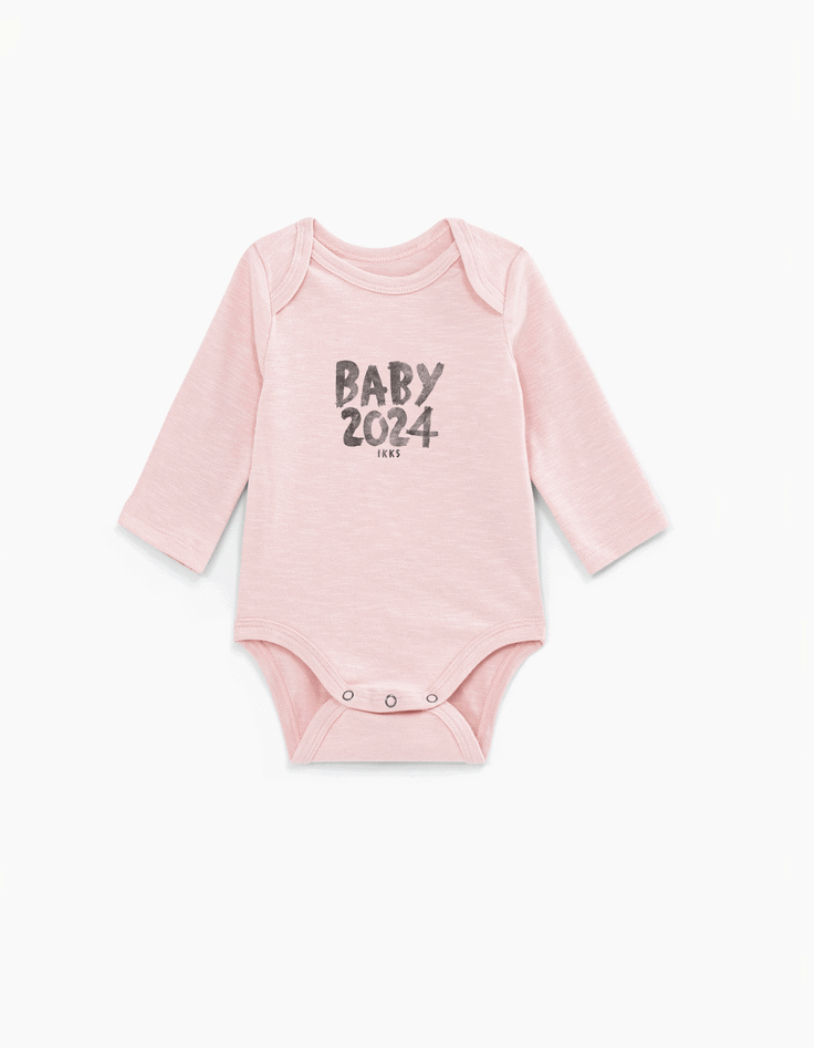 Body rosa palido para personalizar de algodon bio bebe IKKS