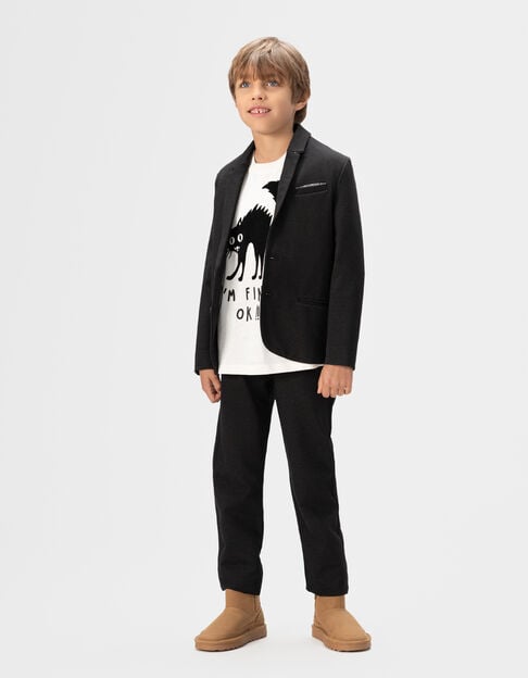 Boys’ black semi-plain occasionwear suit trousers - IKKS