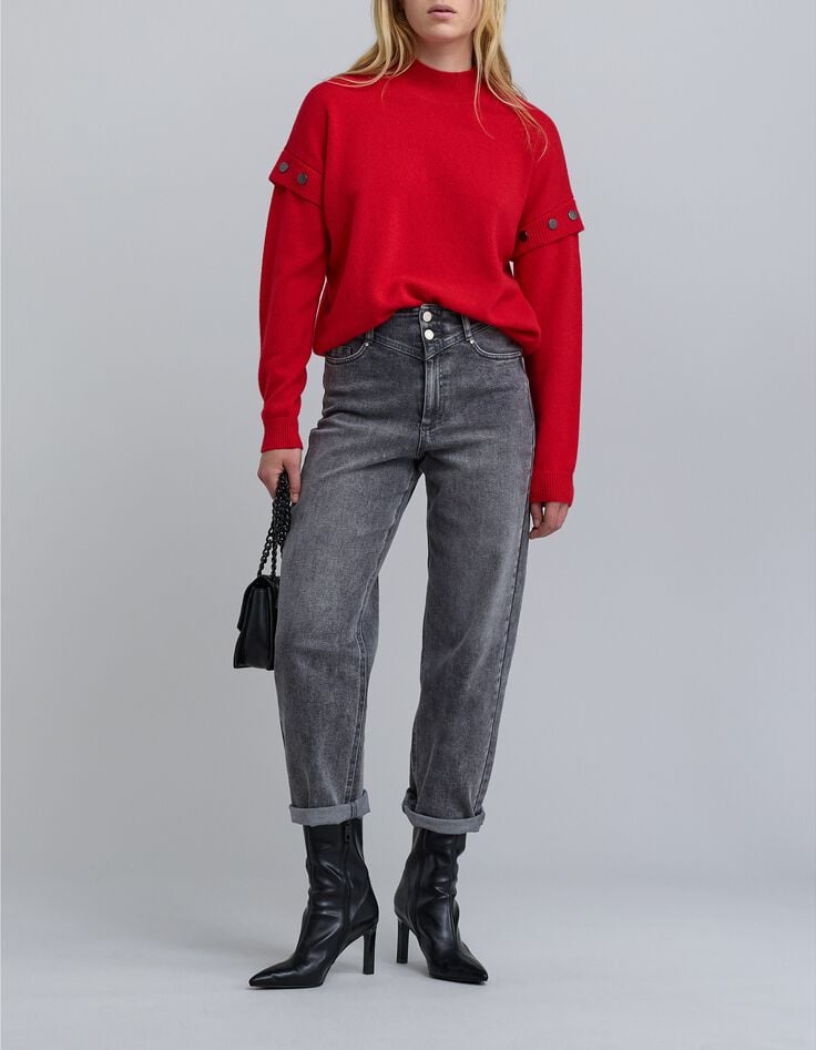 Gebreide damestrui met studs op de armsgaten-1 Gebreide damestrui met studs op de armsgaten-1