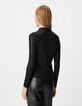 Women’s black lamé wrapover T-shirt-4 Women’s black lamé wrapover T-shirt-4