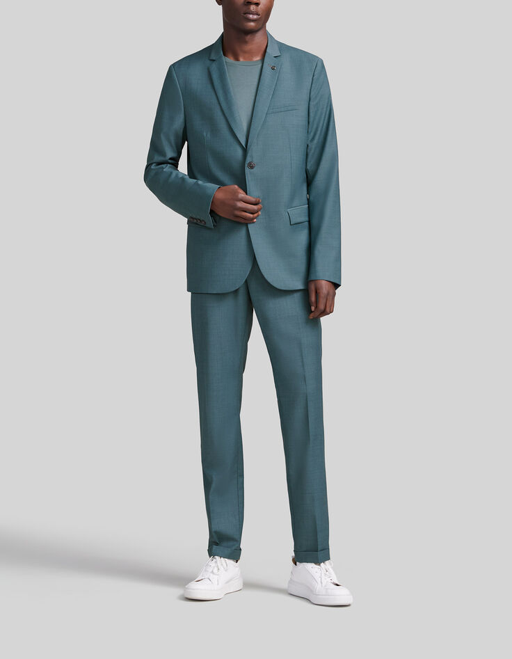 Blauwgroene geklede broek Heren-8