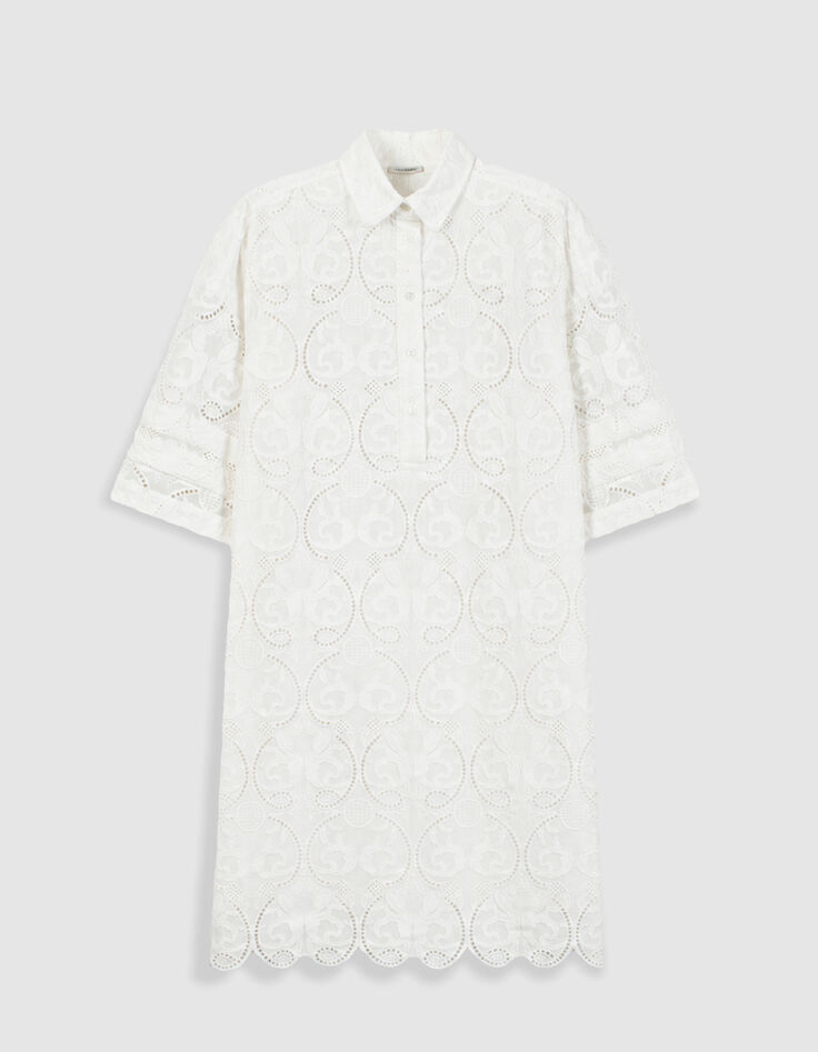 Women's white shirt dress with embroidery-6