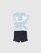 Ensemble polo gris et short molleton bio bébé garçon   -6