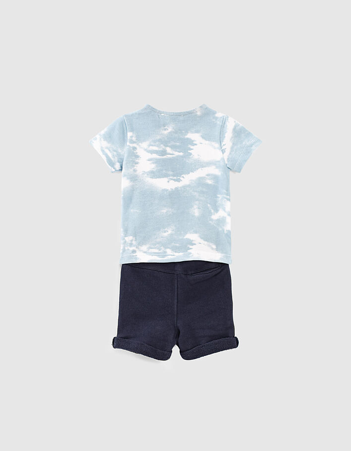 Baby boys' grey polo shirt/sweatshirt fabric shorts outfit - IKKS