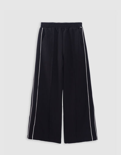 Pantalon large noir biais &eacute;crus c&ocirc;t&eacute;s fille - IKKS