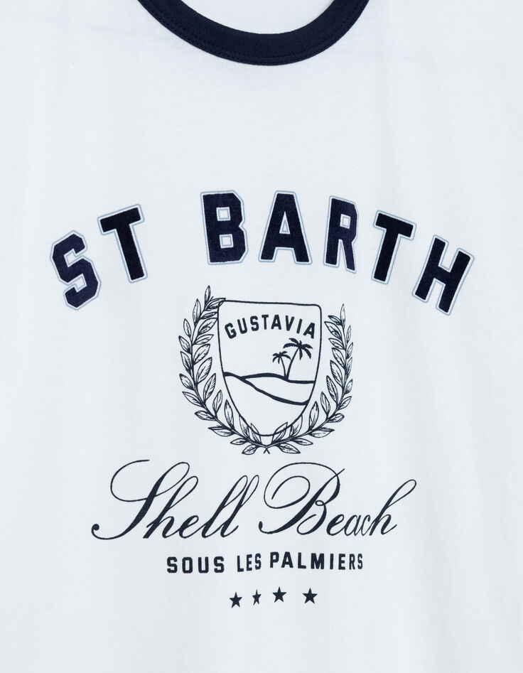 Tee-shirt col rond blanc coton bio message Femme-7