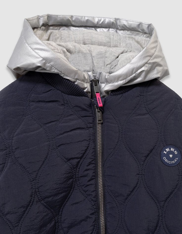 Manteau marine matelassé parementure amovible fille-4