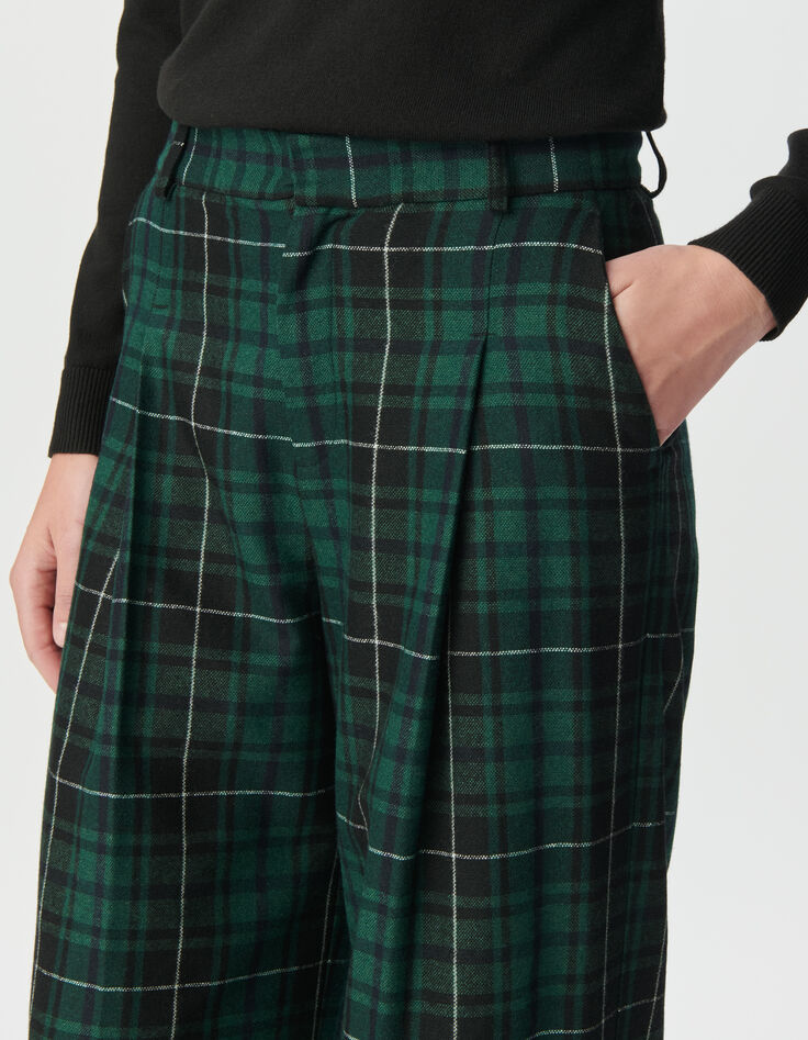 Weite grüne Damenhose mit Karomuster-5 Weite grüne Damenhose mit Karomuster-5