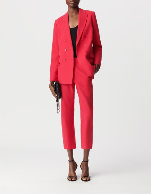 Rote Anzugjacke aus Leinen und Baumwolle, gekreuzt, Frau - IKKS