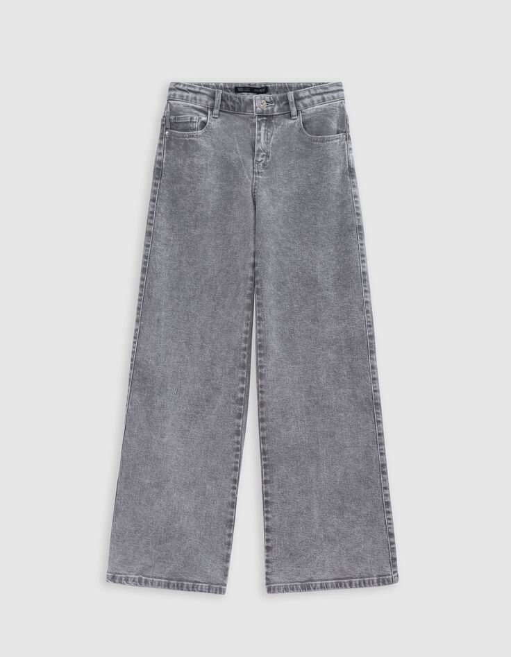 Grijze afgewassen WIDE LEG jeans meisjes-2