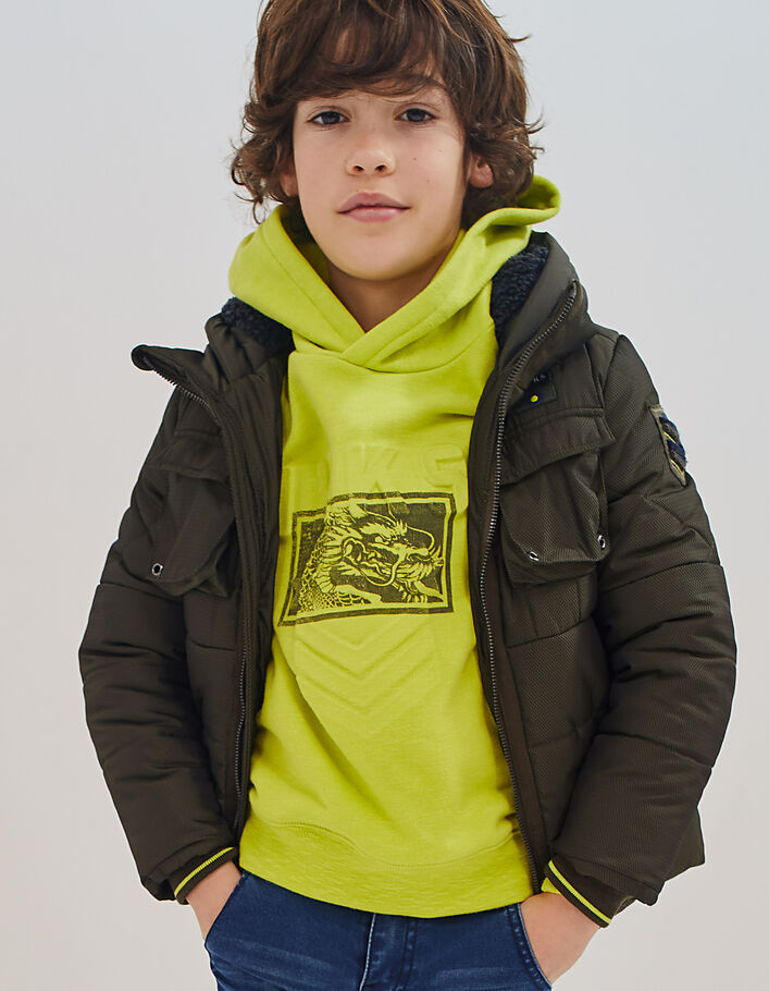 Boys’ bronze semi plain hooded padded jacket - IKKS