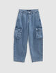 Jean BALLOON bleu Waterless poches battle fille-5