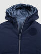 Doudoune réversible nylon effet denim et marine garçon-3