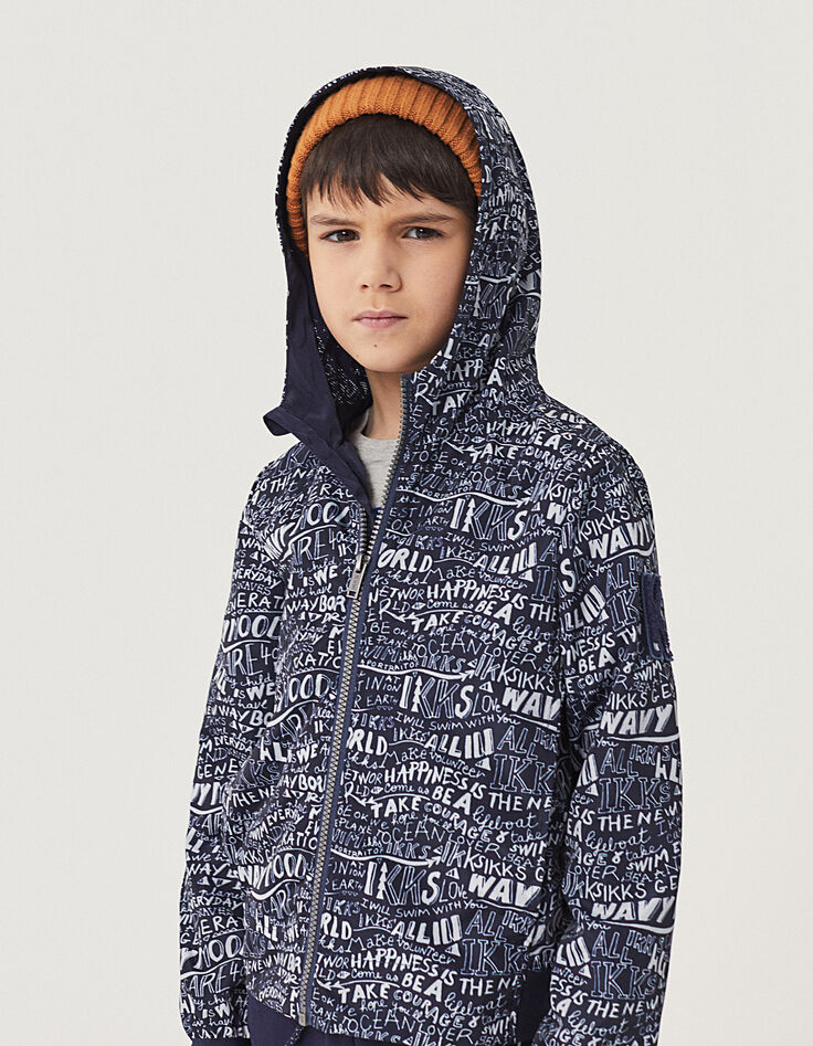 Marineblaue Jungen-Windjacke mit Allover-Print -2