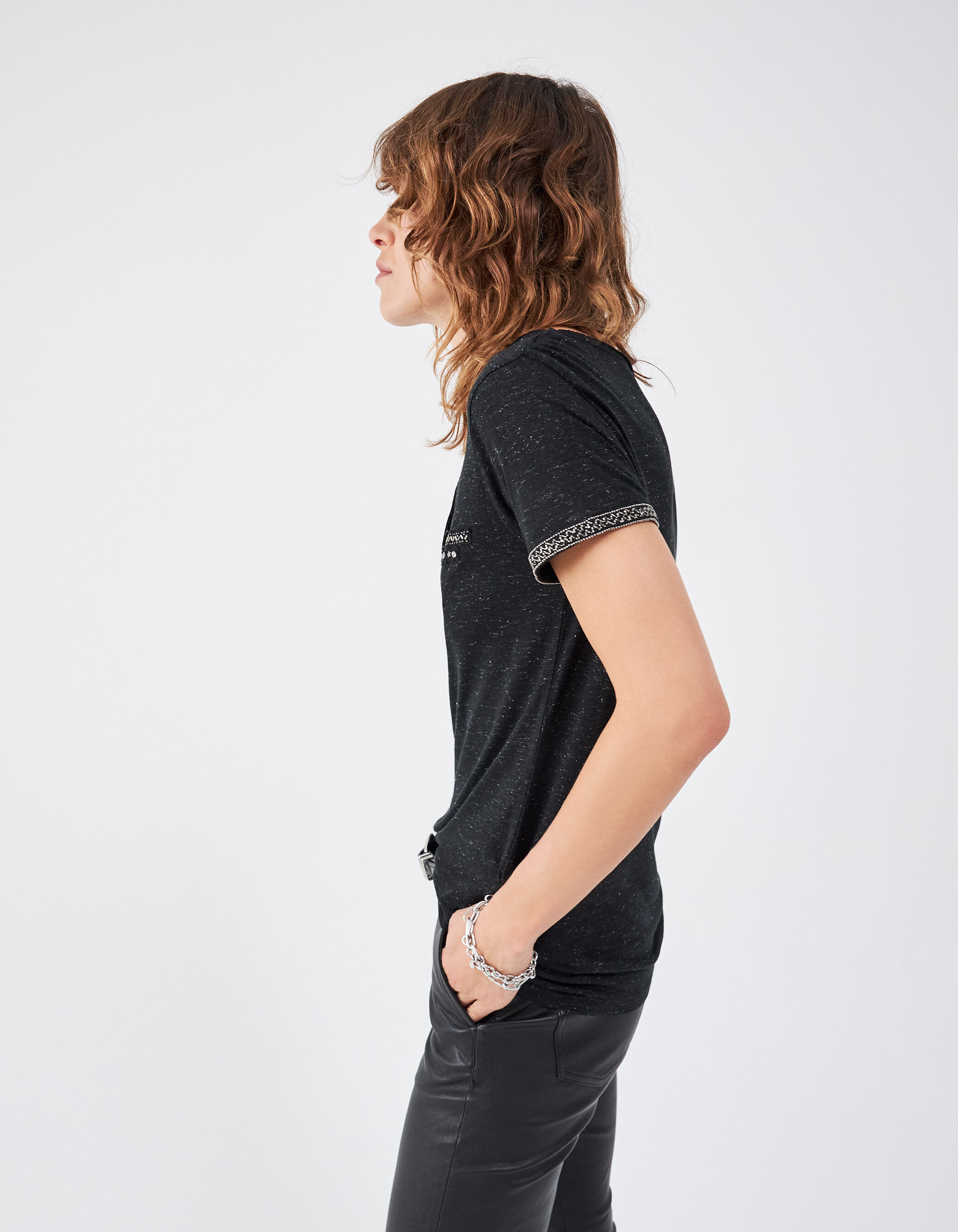 Tee shirt new arrivals avec poche femme