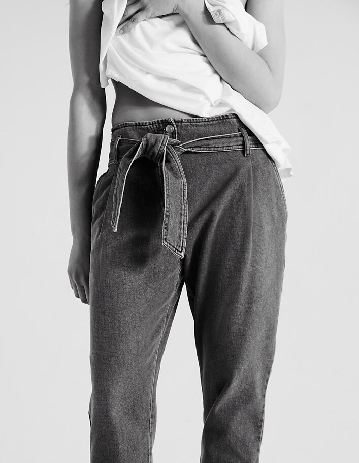 Grijze large jeans hoge taille cropped lengte dames - IKKS