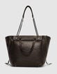 Braune Cabas-Tasche 1440 Leder Seiten-Zips Größe L Damen-3 Braune Cabas-Tasche 1440 Leder Seiten-Zips Größe L Damen-3
