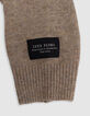 Pull camel tricot badge K broderie bouclette garçon-5