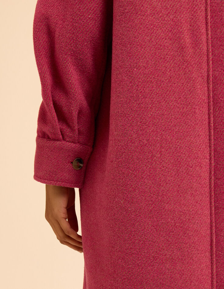 Manteau long rose motif rayures I.Code-6