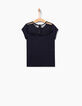 Tee-shirt navy avec résille dos fille-4