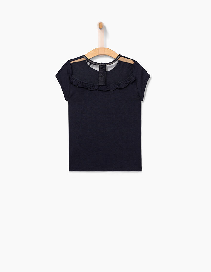 Girls' navy T-shirt with mesh back - IKKS