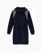 Robe-pull navy tricot à capuche fille-1