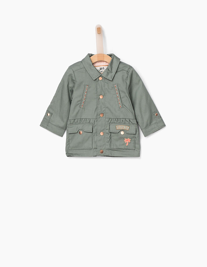 Baby girls' khaki safari jacket+embroidered back - IKKS
