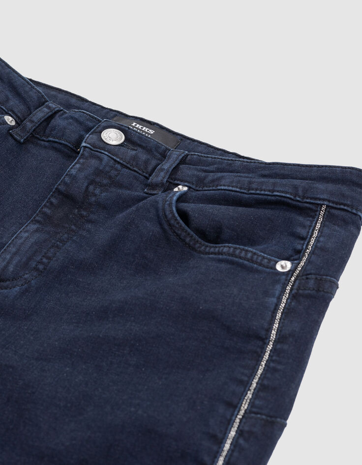 Women's slim dark blue chain back jeans-4