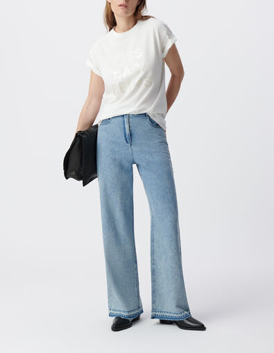 Wei&szlig;es T-Shirt, irisierender Schriftzug - IKKS