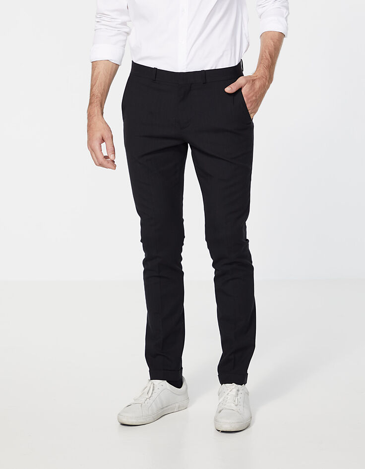 Pantalon de costume noir lin mélangé Homme-2
