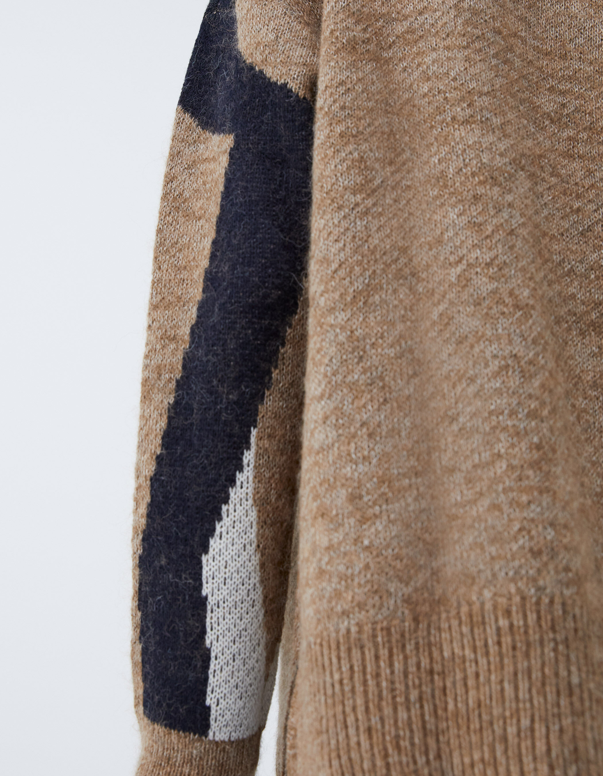 Women s sesame sweater with intarsia sleeves IKKS