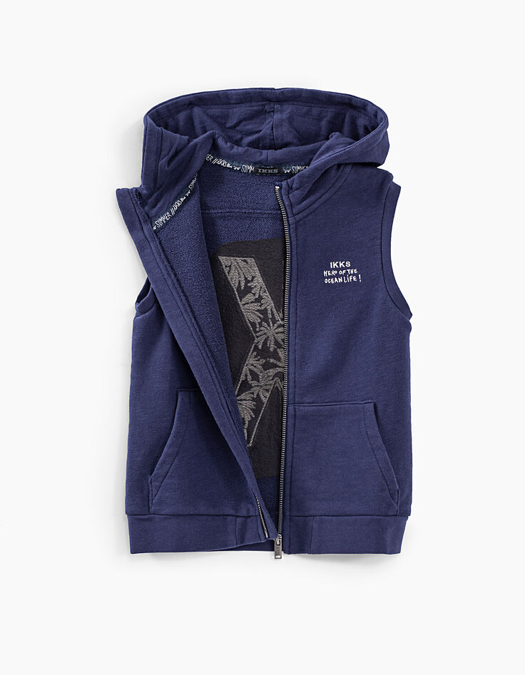 Sweat indigo avec lettre K brodée dos molleton bio garçon -7 Sweat indigo avec lettre K brodée dos molleton bio garçon -7