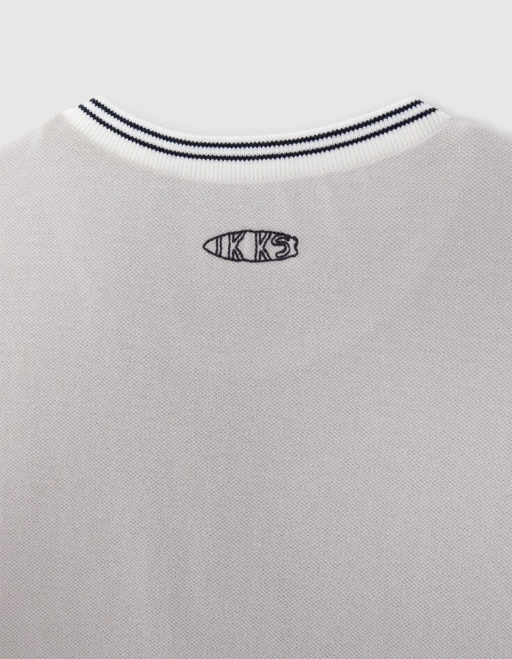 T-shirt gris maille piquée broderie poche garçon-4