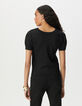 Pull noir tricot fin réversible devant dos-2