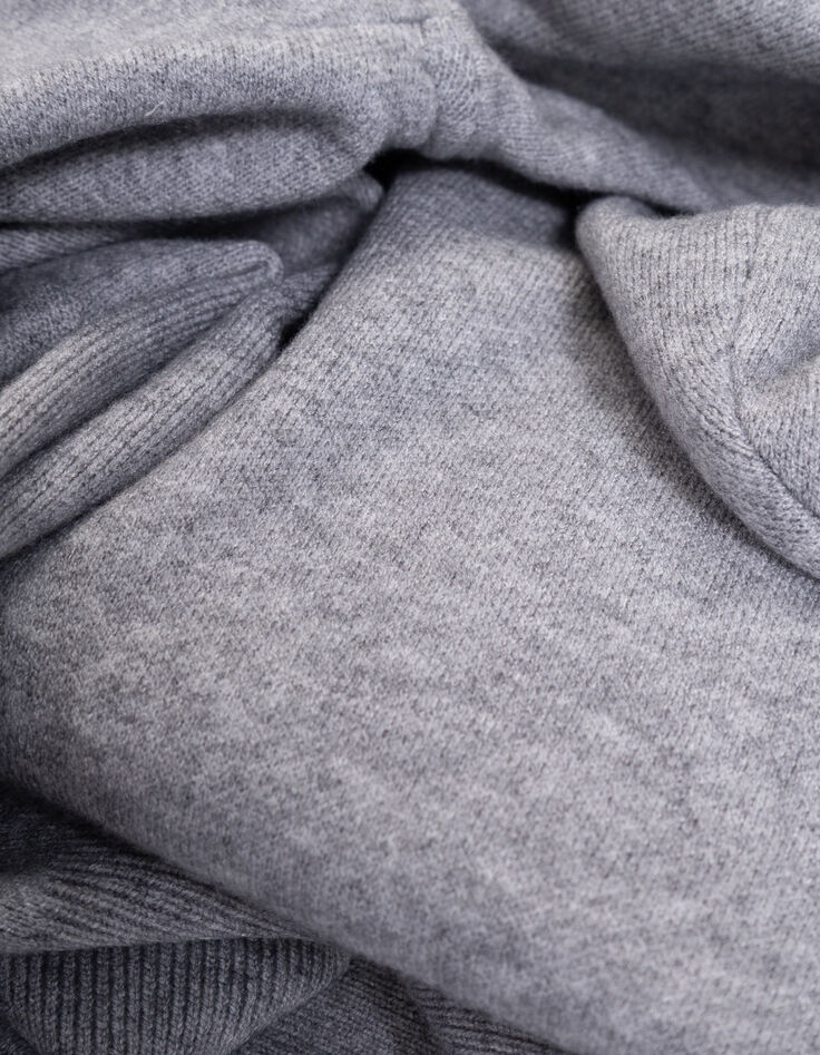 Pull à capuche gris maille à message fille-6 Pull à capuche gris maille à message fille-6