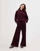 Girls’ burgundy velvet knit hoodie-1