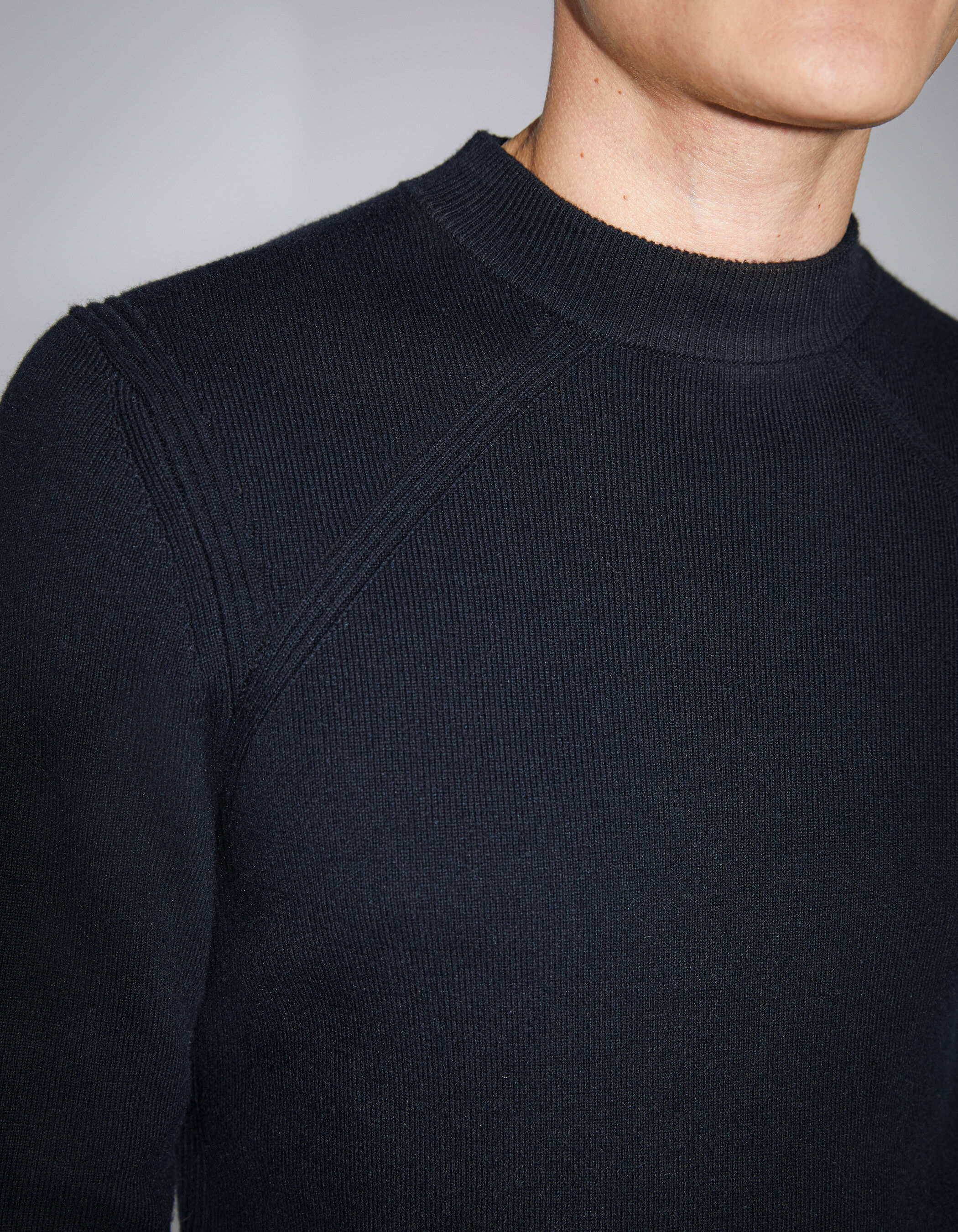Men's navy knit funnel neck sweater