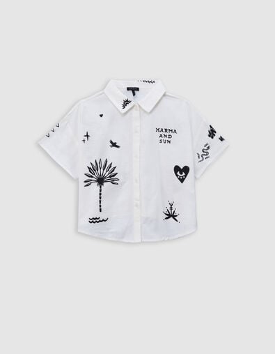 Wei&szlig;es M&auml;dchenhemd mit Maxi-Motivprint - IKKS