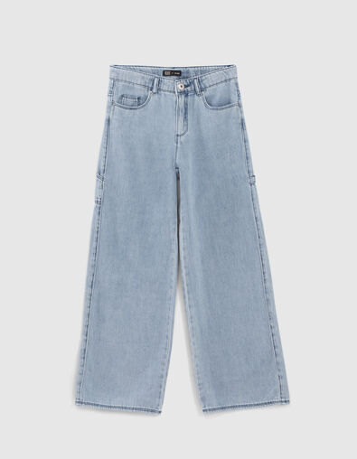 Blauwe baggy jeans biokatoen meisjes - IKKS