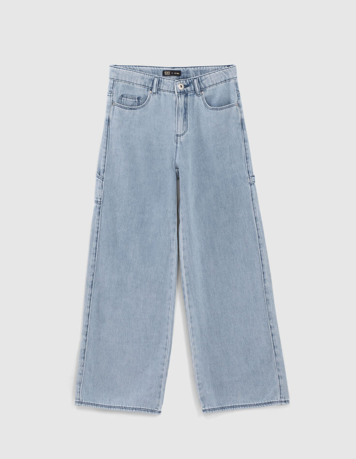 Blauwe baggy jeans biokatoen meisjes-1