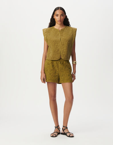 Short kaki matelassage broderies Femme - IKKS
