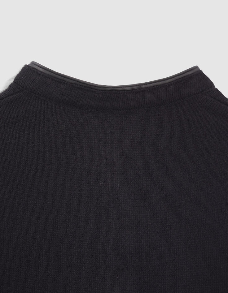 Pull noir tricot à col tunisien garçon-6