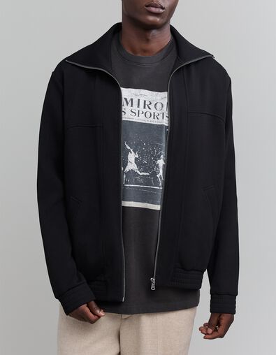 Cardigan zipp&eacute; noir col montant Homme - IKKS
