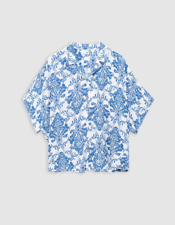 Chemise LENZING™ ECOVERO™ imprimé faïence bleu Femme-5